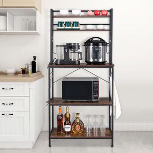 Carrello da Cucina a 5 Ripiani con 10 Ganci a S, Scaffale per Forno a Microonde, Unità di Stoccaggio e Scaffalature - Product Image 3