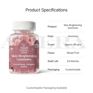 Gummies de beauté à marque privée avec collagène et biotine pour éclaircir la peau - Personnalisables en OEM, 60 gummies par flacon - Product Image 2