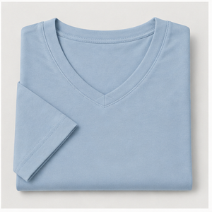 Camiseta de Mujer, Cuello en V, Manga Corta, Corte Holgado, Color Azul Polvo, Modelo WTS-0016 - Product Image 5