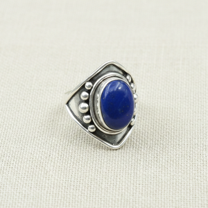 Vintage Blue Lapis 925 Silver <b>Ring</b> for Women Rose Gold Yellow Gold Plated Oval Gemstone <b>Statement</b> Jewelry for Unisex Christmas - Product Image 5