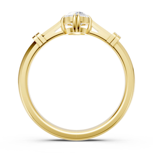 Bague solitaire en or jaune de qualité supérieure avec diamant taille brillant, bande structurée moderne, design unique et élégant – En promotion - Product Image 4