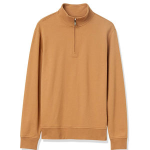 Sweat-shirt polaire personnalisé pour homme, demi-zip, col montant, hiver, écologique, haute qualité, avec poche, en polyester/coton, teint uni - Product Image 1