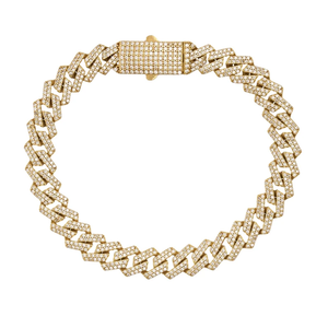 Men's Rhodium Plated Chain <b>Bracelet</b> Round Brilliant Cut <b>Crystal</b> Micro Insert Hiphop Style Alloy Jewelry Geometric Pattern - Product Image 2