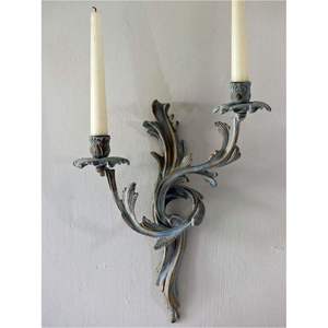 Handcrafted Metal Nasturtium Floral <b>Wall</b> <b>Sconce</b> Single Arm Elegant Painted Leaf Blossom <b>Wall</b> Mount Candle Holder for Vintage - Product Image 4