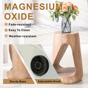 Mesa auxiliar redonda moderna de 14.56' con acabado liso, mesita de noche de óxido de magnesio, mesa auxiliar contemporánea - Product Image 5