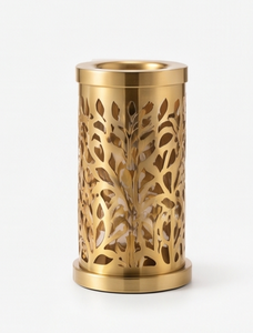 Gold Iron Incense Holder Cylindrical Tower Censer Leaf <b>Vine</b> Cutout Aromatherapy Diffuser - Product Image 1