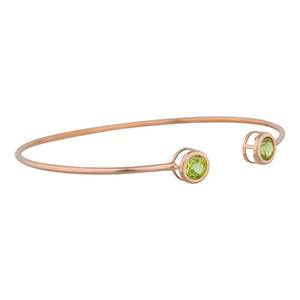 Brazalete Ajustable de Plata de Ley 925 con Peridoto de 4mm, Corte Redondo, Bañado en Oro Vermeil y Rodio, para Mujer, Personalizable al por Mayor - Product Image 3