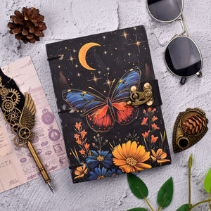 Vintage Butterfly Moon Journal Diary | Aesthetic Lock Notebook for Writing Sketching Daily Notes & Travel <b>Memories</b> <b>Gift</b> Ideas - Product Image 1