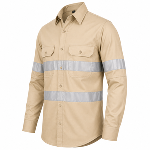 High Quality Men Safety Wear <b>Shirt</b> High Visibility Reflective Bands Button Front Utility Pockets Custom Mining Wear <b>Shirt</b> - Product Image 5