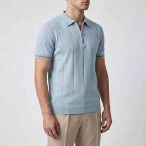 เสื้อเชิ้ตแขนสั้นผู้ชาย สีพื้น ทรงปกติ สวมใส่สบาย ระบายอากาศได้ดี ผ้าปิเก้ถักจากผ้าฝ้าย สีเทา แต่งขอบปกสีขาว ลายดิจิตอล - Product Image 5