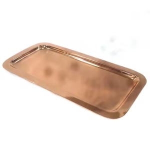 Modern <b>Copper</b> Serving Tray Versatile Dining Plate for Serving Food Drinks Tea Coffee in Kitchen Dining <b>Table</b> Setup - Product Image 1