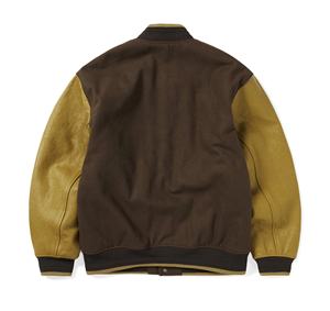 เสื้อแจ็คเก็ตวาร์ซิตี้ขนสัตว์ผู้ชาย ขายส่ง เสื้อผ้าสตรีทแวร์ฤดูหนาว แขนหนัง เสื้อผ้าลำลองแนวสปอร์ต เสื้อแจ็คเก็ตวาร์ซิตี้ขนสัตว์ - Product Image 2