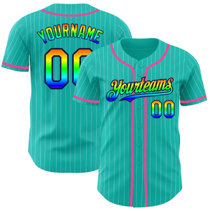 Custom Baseball Jersey Sublimated Print Rainbow Gradient Color Unisex Short Sleeve Polyester Breathable All Seasons Adult Size - Product Image 1