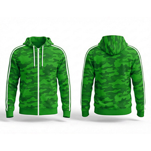 Sudadera con capucha de estilo urbano con cremallera completa, logotipo impreso personalizado, fabricante de ropa casual, chaqueta con capucha para entrenamiento deportivo para hombres, mujeres y jóvenes - Product Image 3