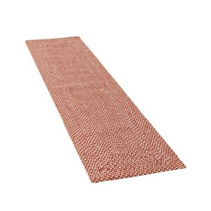 Tapis rectangulaire moderne rouge beige en polypropylène tissé plat avec envers antidérapant en caoutchouc pour couloir - Product Image 3