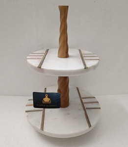 Precio de Fábrica: Soporte para Pasteles de 2 Niveles, Rectangular, Hecho a Mano, de Mármol y Madera, para Exhibición de Postres y Cupcakes, Ideal para Bodas, Fiestas y Panaderías - Product Image 5