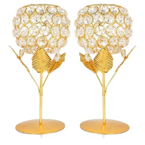 Wholesale customizable <b>decorative</b> metal & crystal candle holder for luxury hotel and restaurant <b>decor</b> - Product Image 1