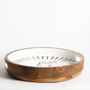 Plateau de service rond en bois émaillé fait main avec logo et taille personnalisés pour les fêtes, les bars et les restaurants - Style américain - Product Image 3