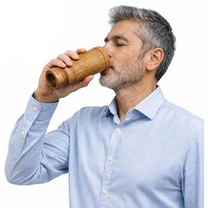 Vaso de Vidrio y Madera Hecho a Mano para Agua y Jugo, Terapia Ayurvédica Natural para Quemar Grasa, Ecológico, Apto para Lavavajillas, Personalizable, Regalo - Product Image 4