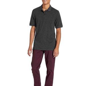 Polo de Punto para Hombre, Color Sólido, Manga Corta, Casual, Transpirable, Corte Regular, Gris Oscuro con Diseño de Botones - Product Image 4