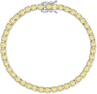 Atractiva pulsera de tenis para hombre de plata de ley chapada en oro con citrino de latón de corte princesa engastado en bisel, de tercera marca
