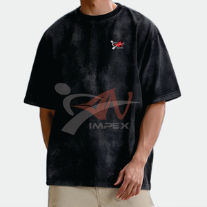 Camisetas Casuales de Manga Corta para Hombre, 100% Algodón, Lavado Ácido, con Logotipo Personalizado Bordado, Estampado en Blanco, Estilo Urbano, en Stock - Product Image 6