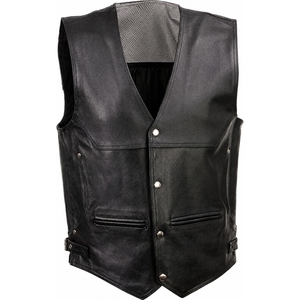 Gilet de motard en cuir de vachette véritable personnalisé pour homme, noir, avec boutons-pression, gilet de moto classique, gilet de club cruiser - Product Image 3