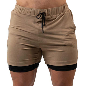 Men's Sporty Solid Eco-Friendly Anti-Wrinkle Breathable Quick Dry Woven Double <b>Layer</b> Zipper Pocket Cotton Spandex Running - Product Image 4