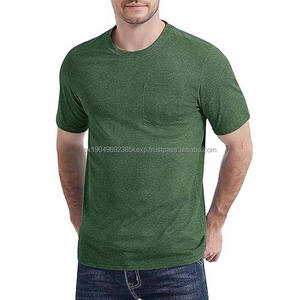Chemises en coton respirant de qualité supérieure vertes, vêtements pour hommes, grande taille, style streetwear avec poche, col rond, t-shirts pour hommes 2025 - Product Image 1