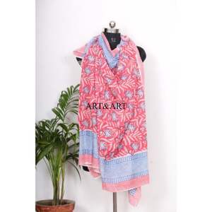 Pañuelo/Sarong de Verano Indio, Elegante Cubrecuerpo de Playa, Tela de Algodón Suave, Estampado Floral a Mano, 1 Pieza, Ecológico para Mujer - Product Image 6