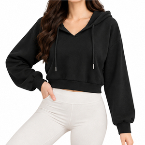 Sudadera Corta de Invierno para Mujer, Forro Polar Suave, Manga Larga, Fabricante OEM ODM, Ropa al por Mayor de Marca Privada, Premium - Product Image 4