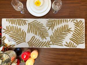 Handmade Embroidered Stripe Pattern Polyester/Cotton Knitted <b>Table</b> <b>Runner</b> for Home & Hotel Use-Decorative - Product Image 3