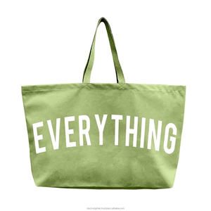 Sac fourre-tout en toile de coton recyclable imprimé de logo personnalisé sac fourre-tout multi-usages voyage plage stockage surdimensionné sacs en toile fourre-tout - Product Image 5