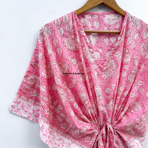Kaftán de algodón estampado a mano al por mayor, kaftán de playa de algodón estampado, vestido de fiesta para mujer, vestido maxi de noche - Product Image 5