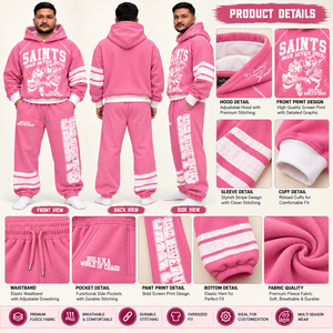 Ensemble survêtement rose personnalisé avec sweat à capuche et pantalon de jogging pour homme, imprimé sérigraphié, style streetwear, REXFITSPORTS, vêtements en gros OEM - Product Image 6