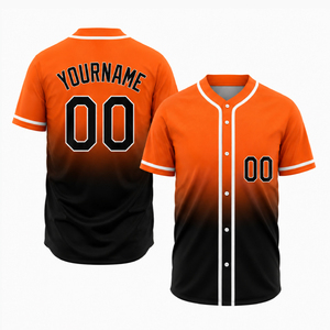 Camiseta de Béisbol con Estampado de Gradiente por Transferencia de Calor Personalizada, Malla Transpirable, Cierre Completo con Botones, Camiseta Deportiva de Secado Rápido 100% - Product Image 2
