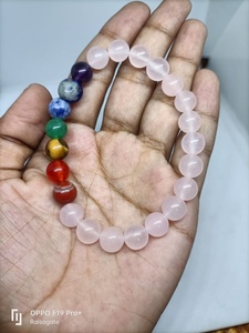 ขายส่งเจ็ดจักระกับสร้อยข้อมือโรสควอตซ์อัญมณีสร้อยข้อมือธรรมชาติคุณภาพสูง 8 มม.สร้อยข้อมือลูกปัดกลมสําหรับผู้หญิง - Product Image 4