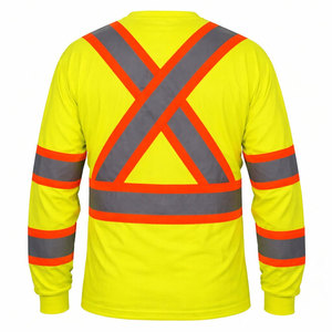 Top Quality Breathable Uniforms Reflective Safety Shirts Yellow Long Sleeve Workwear Custom Logo Construction T-Shirts - Product Image 6