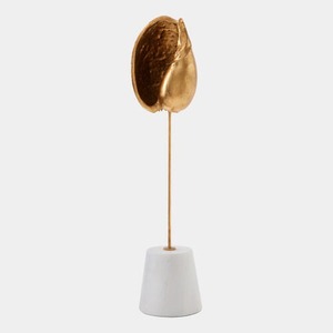 Sculpture abstraite plaquée or, forme irrégulière, faite à la main, décoration artistique moderne pour table de salon - Product Image 1