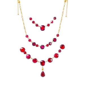 สร้อยคออัญมณีสีแดงหรูหราจี้เงิน925สร้อยโช้คเกอร์อย่างดีสำหรับผู้หญิงและเด็กผู้หญิง - Product Image 1