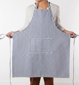 Delantal de Lona a Rayas con Bolsillo y Cierre a Presión, Manga Corta, para Uso en Restaurantes y Bares, Uniforme de Trabajo Unisex - Product Image 5