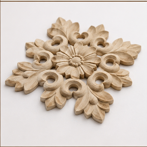 Décoration murale florale en bois faite à la main, art décoratif traditionnel, design carré, motif végétal - Product Image 2