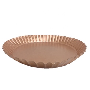 Assiette de service ronde en fer cuivre couleur Antique plat et plateau de grande taille pour la vaisselle et la cuisine à la main - Product Image 1