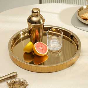 Round Metal Stainless Steel <b>Gold</b> Plated Food <b>Tray</b> European Style Metal Server <b>Tray</b> Beer Bar Coffee Tea Food <b>Serving</b> Metal <b>Trays</b> - Product Image 5