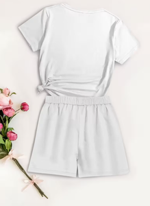 Ensemble short et haut à manches courtes pour femme, ample, respirant, confortable, décontracté, deux pièces - Product Image 5
