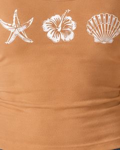 เสื้อกล้ามครอปสายเดี่ยวพิมพ์ลายสำหรับผู้หญิง สีแทน ทรงเข้ารูป ใส่สบาย เหมาะกับฤดูร้อน แฟชั่นสตรีทแวร์ เนื้อผ้านุ่ม ยืดหยุ่นได้ - Product Image 6