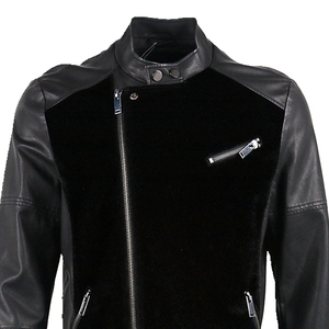 Men's Slim Fit Faux Leather <b>Waterproof</b> Cafe Racer Motorcycle <b>Jacket</b> Front Ribbed Moto Biker Zip-Up Winter Streetwear - Product Image 1