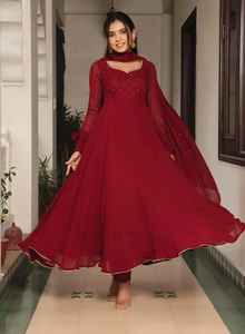 Robe Anarkali indienne très vendue, personnalisée, broderie dentelle, fermeture éclair, style Punjabi, ensemble pour femmes, toutes saisons - Product Image 3