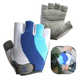 Factory Made Design Your Own Leather Half <b>Finger</b> Cycling Gloves Adjustable Wrist <b>Strap</b> Non-Slip Breathable Features Hook Loop - Product Image 1