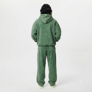 Conjunto Deportivo de Dos Piezas para Hombre, Sudadera con Capucha y Pantalones, Estilo Acid Wash, 100% Algodón Felpa, Hombros Caídos - Product Image 2